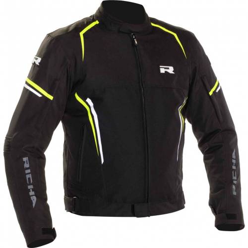 Geacă Moto din Textil RICHA GOTHAM 2 · Negru / Galben-Fluo 