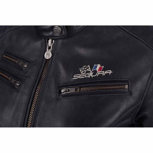 Geacă Moto din Piele SEGURA FUNKY SPEED · Negru / Alb 