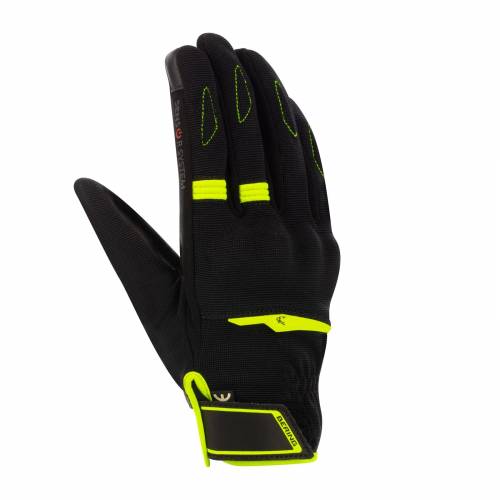 Mănuși Moto din Piele & Textil BERING FLETCHER EVO · Negru / Verde-Fluo 