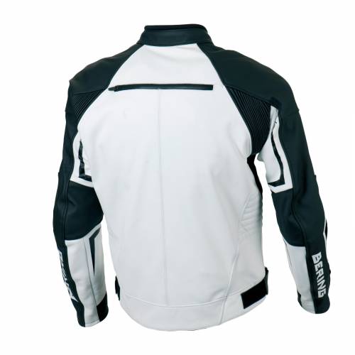 Geacă Moto din Piele & Textil BERING LYNX · Alb / Negru 