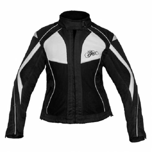 Geacă Moto Damă din Textil SHOX TIANA · Negru / Alb