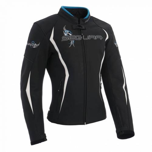 Geacă Moto Damă din Piele SEGURA LADY CARIBEAN · Negru / Alb / Albastru