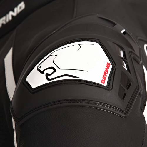 Geacă Moto din Piele & Textil BERING STORM-R · Negru / Alb 