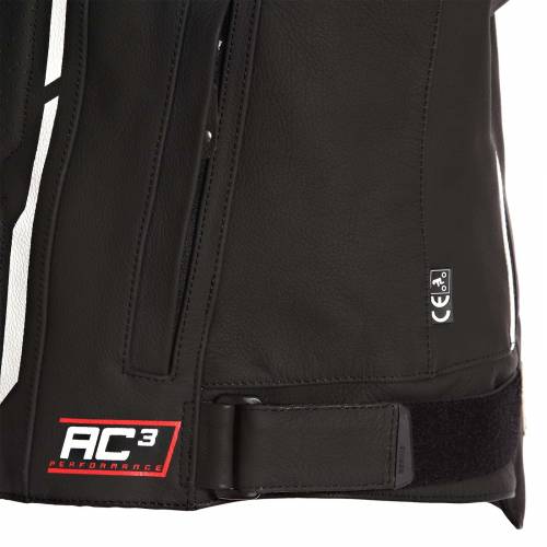 Geacă Moto din Piele & Textil BERING STORM-R · Negru / Alb 