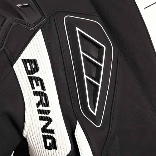 Geacă Moto din Piele & Textil BERING STORM-R · Negru / Alb 