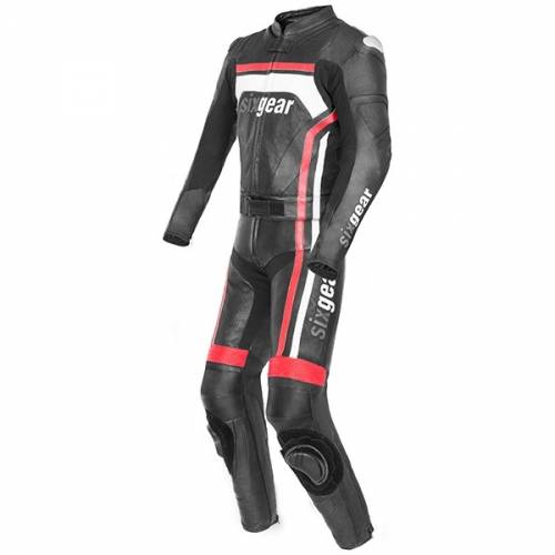 Combinezon Moto din Piele & Textil SIXGEAR EVO · Negru / Roșu / Alb 