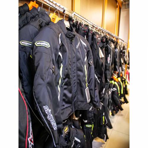 Geacă Moto din Textil SIXGEAR SALTON · Negru / Verde Fluo 