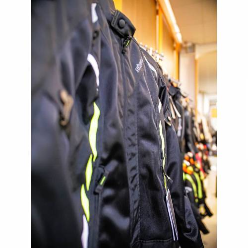 Geacă Moto din Textil SIXGEAR SALTON · Negru / Verde Fluo 