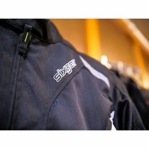 Geacă Moto din Textil SIXGEAR SALTON · Negru / Verde Fluo 
