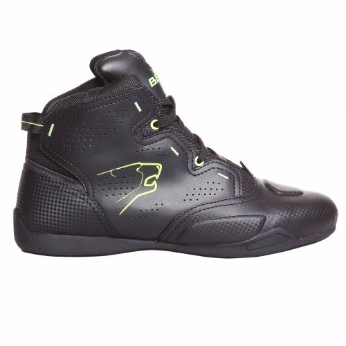 Ghete Moto din Piele & Textil BERING JASPER · Negru / Verde-Fluo