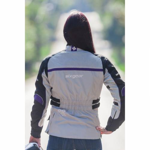 Geacă Moto Damă din Textil SIXGEAR LUNA · Gri / Mov 