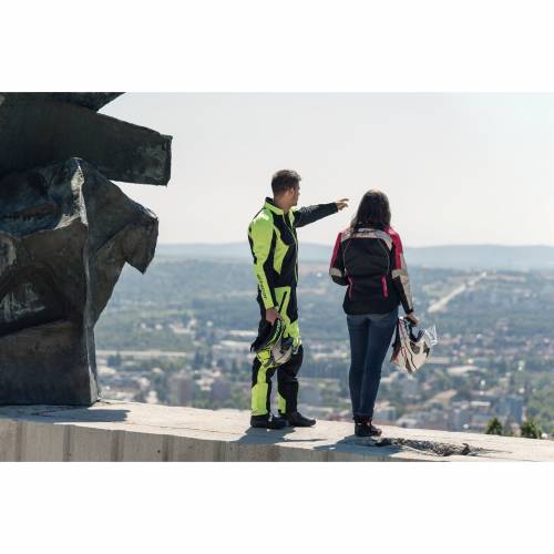Geacă Moto Damă din Textil SPEED UP NINA · Negru / Gri / Roz 