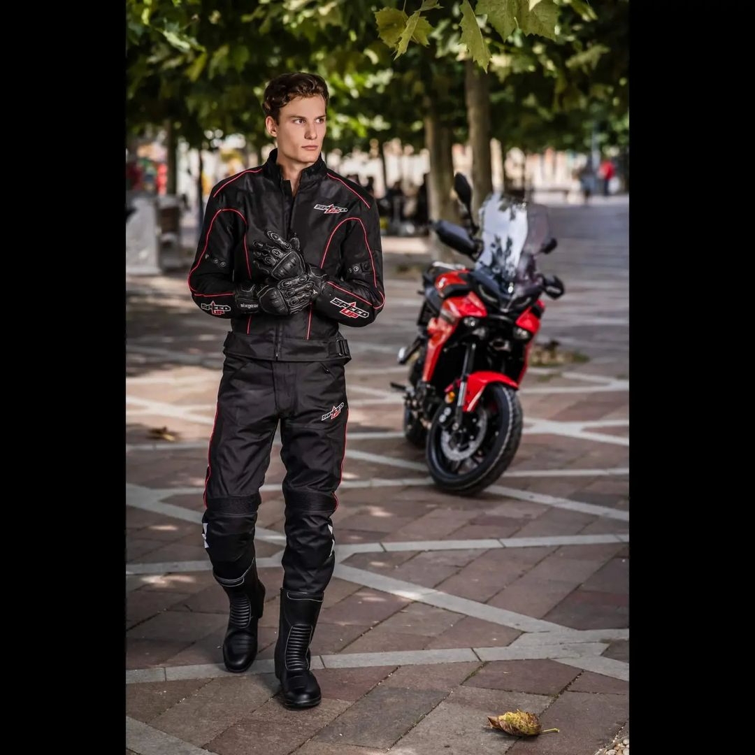 Geacă Moto din Textil SPEED UP ZONE · Negru / Roșu 