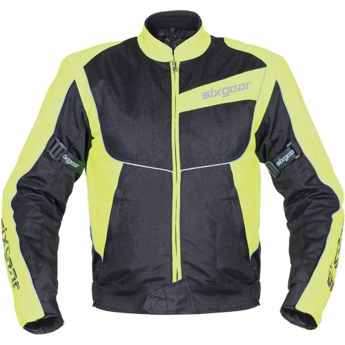Geacă Moto din Textil SIXGEAR PATROL · Negru / Verde-Fluo