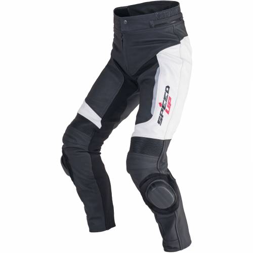 Pantaloni Moto din Piele & Textil SPEED UP TRIP · Negru / Alb