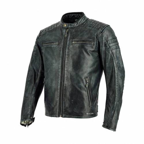 Geacă Moto din Piele RICHA DAYTONA 60`s Washed Black · Negru / Gri