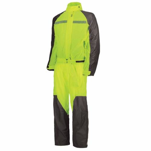 Combinezon Moto de Ploaie OJ · Negru / Verde-Fluo