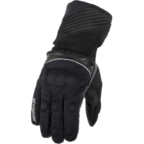 Mănuși Moto din Piele & Textil SIXGEAR HUSKY · Negru