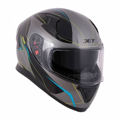 Cască Moto Integrală JET VOLT Razor · Negru / Gri / Verde-fluo