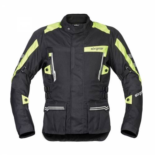 Geacă Moto din Textil SIXGEAR MORACA · Negru / Verde-Fluo