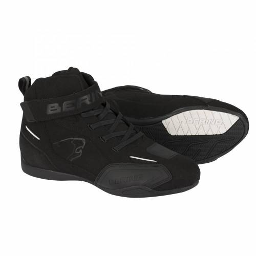 Ghete Moto din Piele & Textil BERING CORWELL · Negru / Alb