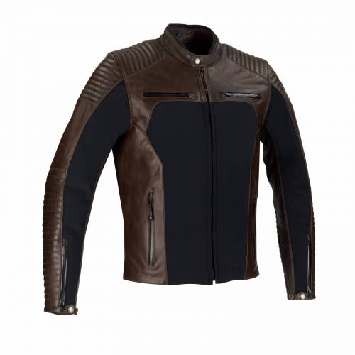 Geacă Moto din Piele & Textil BERING REX · Negru / Maro