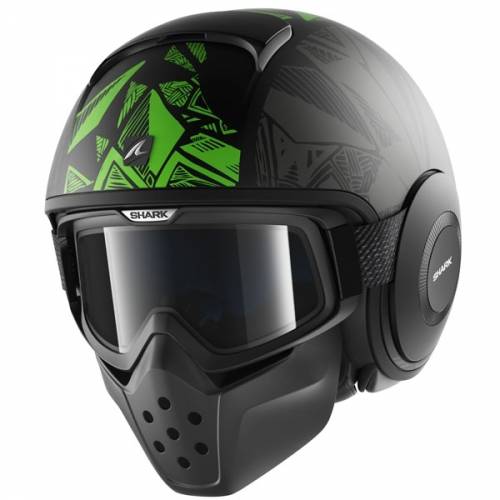 Cască Moto Open Face SHARK RAW DANTE · Verde / Negru