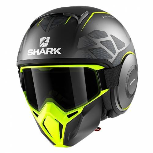Cască Moto Open Face SHARK STREET DRAK HUROK · Negru / Gri / Verde Fluo