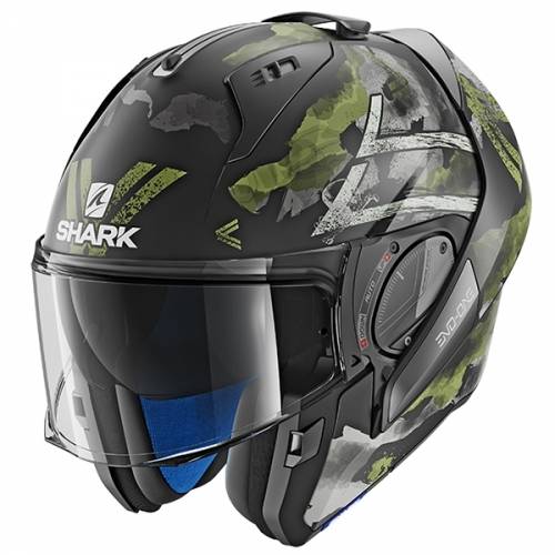 Cască Moto Modulară SHARK EVO-ONE 2 Skuld · Negru / Gri / Verde