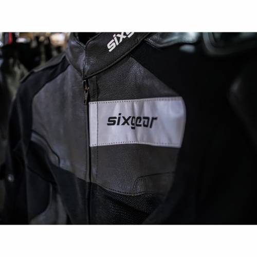 Geacă Moto Damă din Piele & Textil SIXGEAR ALISA · Negru 