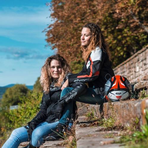 Geacă Moto Damă din Piele & Textil SIXGEAR ALISA · Negru 