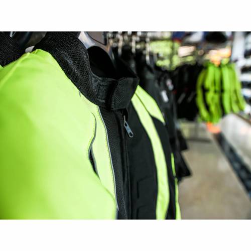 Geacă Moto din Textil SIXGEAR POLICE · Negru / Verde-Fluo 