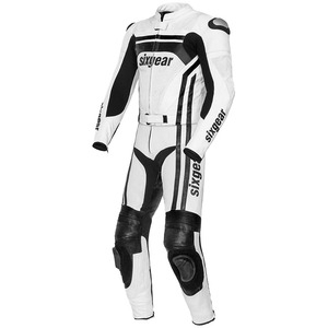 Combinezon Moto din Piele & Textil SIXGEAR EVO · Alb / Negru