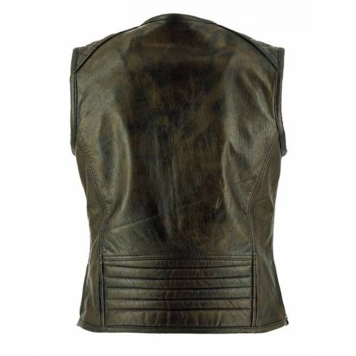 Vestă Moto din Piele RICHA GILET COLT · Maro 