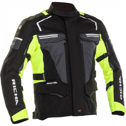 Geacă Moto din Textil RICHA TOUAREG 2 · Negru / Verde-fluo
