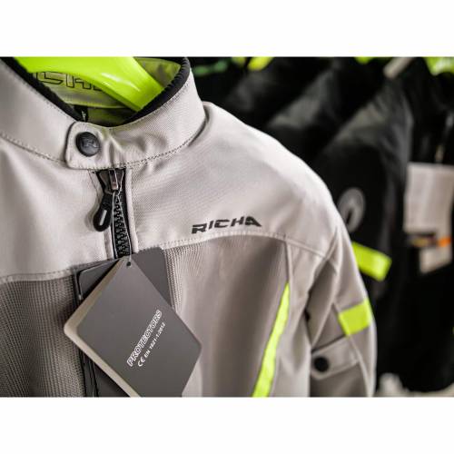 Geacă Moto de Vară din Textil RICHA AIRBENDER · Gri / Verde Fluo 
