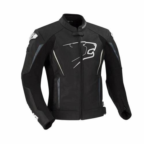 Geacă Moto din Piele & Textil BERING STATOR · Negru