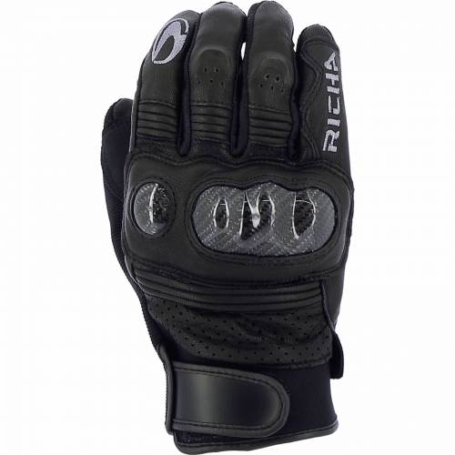 Mănuși Moto din Piele & Textil RICHA PROTECT · Negru 