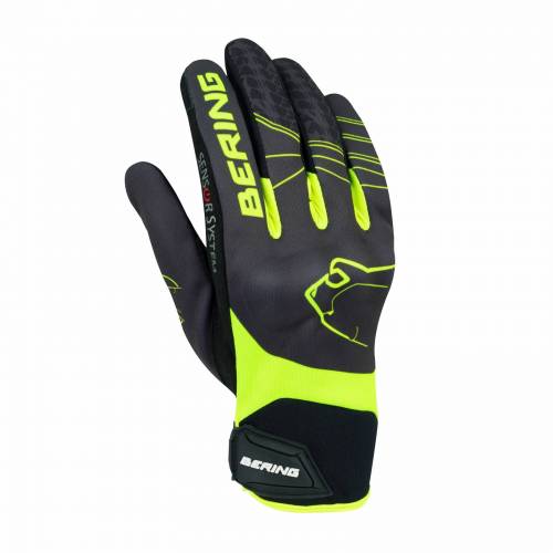 Mănuși Moto din Textil BERING GRISSOM · Negru / Verde-Fluo 